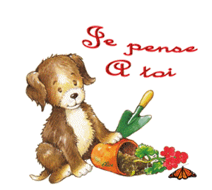 Gif animé je pense à toi chien